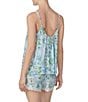 Color:Blue Floral - Image 2 - Woven Sleeveless Round Neck Cami & Short Floral Print Pajama Set