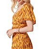 Color:Ikat Cheveron - Image 3 - Coordinating Kerrigan Short Sleeve Woven Smocked Crop Top