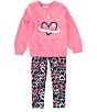 Color:Assorted - Image 3 - Little Girls 2T-6X Long Sleeve Heart Printed Fleece Sweatshirt & Printed Leggings Set