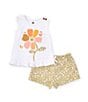 Color:White - Image 1 - Little Girls 2T-6X Sleeveless Flower-Printed Tank Top & Ditsy Floral-Printed Shorts Set