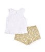 Color:White - Image 2 - Little Girls 2T-6X Sleeveless Flower-Printed Tank Top & Ditsy Floral-Printed Shorts Set