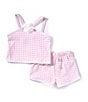 Kids Headquarters Little Girls Sleeveless Houndstooth Tank Top & Matching Shorts Set, Color:Pink - Image 1