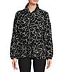 Color:Floral Strokes - Image 1 - Cinched Bungee Waist Half Zip Pullover Jacket