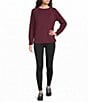 Kinesis Crew Neck Long Sleeve Side Slit Fleece Top - Image 3