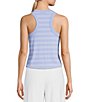 Color:Open Air and White - Image 2 - Crew Neck Striped Print Ribbed Knit Sleeveless Tank