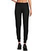 Color:Black - Image 1 - High Rise Slim Sueded Jersey Joggers
