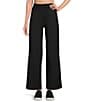 Color:Black - Image 1 - High Waisted Wide Leg Jersey Knit Pants