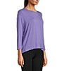 Color:Aster Purple - Image 3 - Knit Jersey 3/4 Sleeve Crew Neck Perfect Tee
