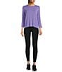 Color:Aster Purple - Image 4 - Knit Jersey 3/4 Sleeve Crew Neck Perfect Tee