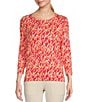 Color:Brushstroke - Image 1 - Knit Jersey Brushstroke 3/4 Sleeve Perfect Tee Shirt