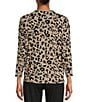 Color:Mega Cheetah - Image 2 - Knit Jersey Cheetah 3/4 Sleeve Perfect Tee Shirt