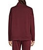 Color:Windsor Wine - Image 2 - Knit Long Sleeve V-Neck Fleece Coordinating Pullover Top