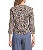 Kinesis Leopard Print 3/4 Sleeve Ruched Crew Neck Tee - Image 2