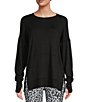 Color:Black - Image 1 - Lifestyle Long Sleeve Jewel Neck Kangaroo Pocket Sweatshirt