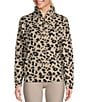 Color:Mega Cheetah - Image 1 - Long Sleeve Mock Neck Half Zip Ribbed Pullover