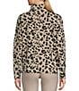 Color:Mega Cheetah - Image 2 - Long Sleeve Mock Neck Half Zip Ribbed Pullover