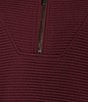 Color:Windsor Wine - Image 4 - Long Sleeve Textured Half Zip Pullover