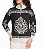 Kinesis Patterned Quarter-Zip Mock Neck Long Sleeve Sweater - Image 1