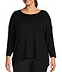 Color:Black - Image 1 - Plus Size 3/4 Sleeve Perfect Tee
