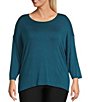 Color:Corsair - Image 1 - Plus Size 3/4 Sleeve Perfect Tee