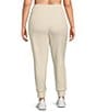 Color:Birch - Image 2 - Plus Size High Rise Suede Jersey Knit Pull-On Slim Joggers
