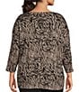 Color:Toffee Swirl - Image 2 - Plus Size Knit Jersey Swirl Print 3/4 Sleeve Drop Shoulder High-Low Rounded Hem Perfect Tee