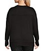 Color:Black - Image 2 - Plus Size Lifestyle Jewel Neck Long Sleeve Kangaroo Pocket Ribbed Hem Sweatshirt