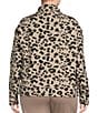 Color:Mega Cheetah - Image 2 - Plus Size Long Sleeve Mock Neck Half Zip Ribbed Pullover