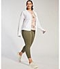 Color:White - Image 6 - Plus Size Long Sleeve Zip Front Thumb Hole Hoodie
