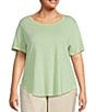 Color:Patina Green - Image 1 - Plus Size Short Sleeve Braid Back Tee Shirt