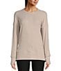 Color:Atmoshpere Heather - Image 1 - Ribbed Knit Long Sleeve Crew Neck Pullover
