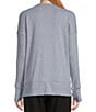 Color:Bijou Blue Heather - Image 2 - Ribbed Knit Long Sleeve Crew Neck Pullover