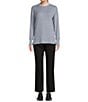 Color:Bijou Blue Heather - Image 3 - Ribbed Knit Long Sleeve Crew Neck Pullover
