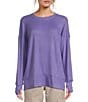 Color:Aster Purple - Image 1 - Ribbed Knit Long Sleeve Crew Neck Pullover