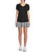 Kinesis Printed Pull-On Flowy Skirt, Color:Black White Tile - Image 3