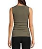 Color:Dusty Olive - Image 2 - Sleeveless Rib Gathered Side Seam Tank Top