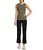 Color:Dusty Olive - Image 3 - Sleeveless Rib Gathered Side Seam Tank Top