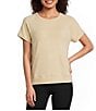 Kinesis Solid Crew Neck Short Sleeve Drape Back Top - Image 1