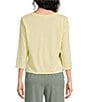 Kinesis V-Neck 3/4 Sleeve Twist Front Pointelle Top - Image 2