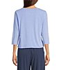 Kinesis V-Neck 3/4 Sleeve Twist Front Pointelle Top - Image 6