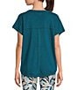Kinesis V-Neck Raw Edge Dolman Tee, Color:Blue Coral - Image 2