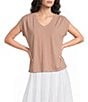 Kinesis V-Neck Short Sleeve Shirred Shoulder Top - Image 1