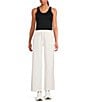 Kinesis Velour Knit Elastic Waist Wide Leg Coordinating Pants, Color:Egret - Image 3