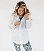 Color:White - Image 6 - x Katherine Mason Cinched Waist Stand Collar Elastic Cuff Zip Front Jacket