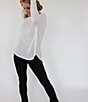 Color:Black - Image 6 - x Katherine Mason Coated Pull-On Side Slit High Rise Flare Pants