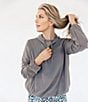 Color:Dark Gull Gray - Image 4 - x Katherine Mason Mesh Crew Neck Long Sleeve Pullover Hoodie