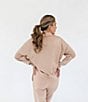 Color:Nougat - Image 2 - x Katherine Mason Scuba Stand Collar Half Zip Long Sleeve Coordinating Pullover