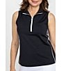 Color:Black - Image 1 - Keep It Covered Quarter Zip Mock Neck Sleeveless Golf Top