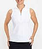 Color:White - Image 1 - Keep It Covered Quarter Zip Mock Neck Sleeveless Golf Top