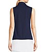 Color:Navy - Image 2 - Keep It Covered Quarter Zip Mock Neck Sleeveless Golf Top